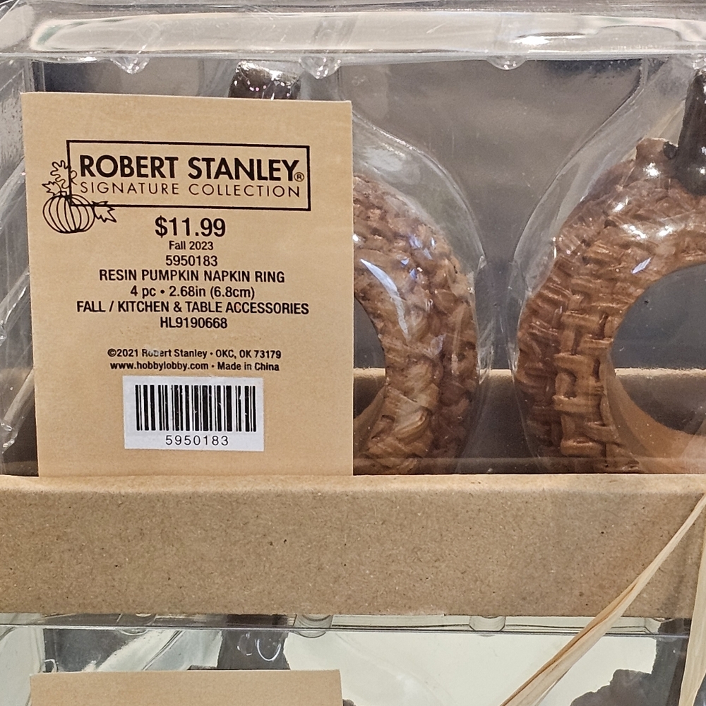 Robert Stanley Thanksgiving Pumpkin Napkin Rings 2 Sets of 4 - Picture 9 of 9